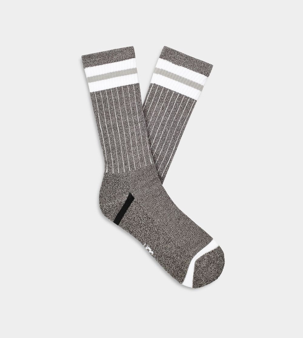 Ugg Sock Mens - Ugg Noel Three Stripe Crew Grey - 730BQSOGU